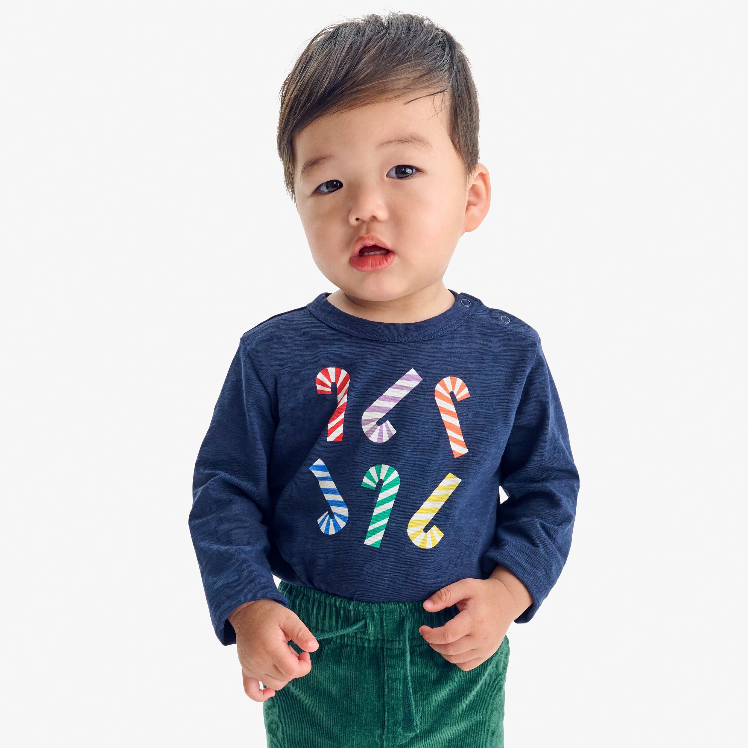 Baby long sleeve rainbow candy canes tee
