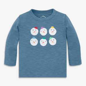Baby long sleeve rainbow snowmen tee