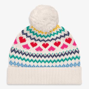 Kids knit beanie in heart fair isle
