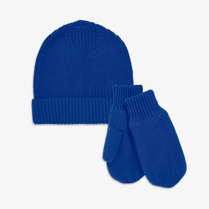 Kids knit beanie & mittens set